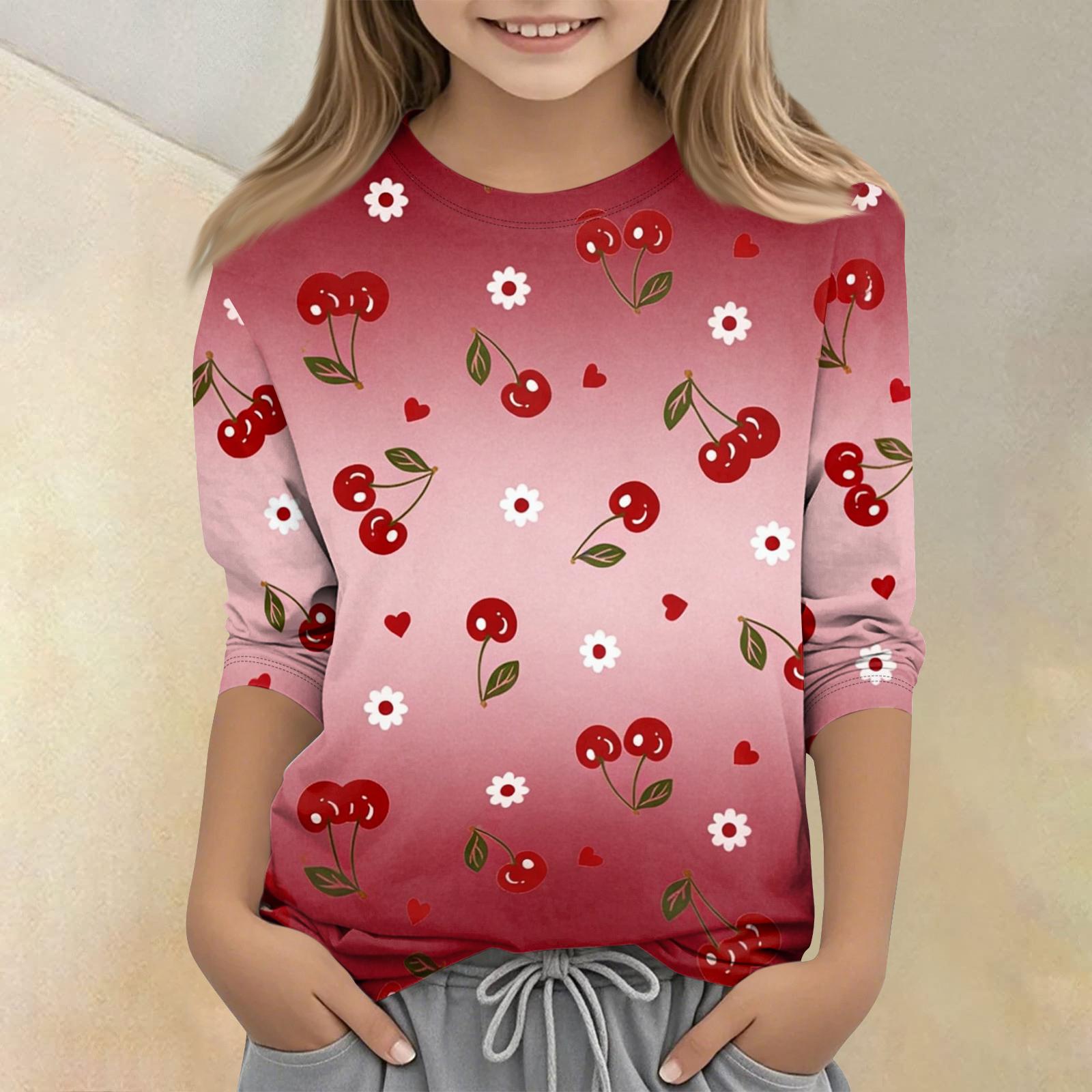 

Children s Printed Round Neck Seven Quarter Sleeve Casual T-shirt 160 винний