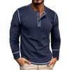Men's Henley T-Shirt Casual Long Sleeve Lightweight Button Pullover Shirts Stretch Basic Tees Tops Workout Athletic Slim Fit Henley Shirts for Men
