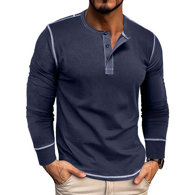Men's Henley T-Shirt Casual Long Sleeve Lightweight Button Pullover Shirts Stretch Basic Tees Tops Workout Athletic Slim Fit Henley Shirts for Men