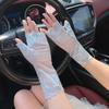 Summer Sun Protection Thin Breathable Ice Feeling Lace Gloves Women's Half Finger Sun Protection Hand Guard Short Wristband Driving Wrist Strap