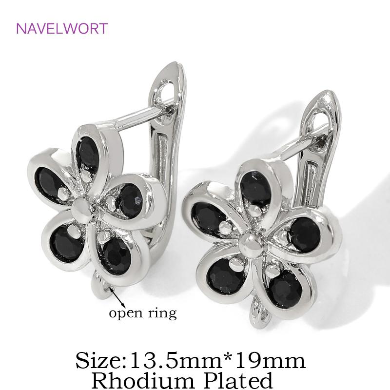 18K Gold Plated Inlaid Zircon Earwires Earring Hooks,Flower Earring Fixtures,Fasteners For Earrings,Earring Making Accessories
