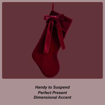 Velvet Christmas Stocking Holiday Decorations Velvet Bow Stockings For Christmas Tree Fireplace Mantel Stair Railing Wall Home