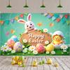 Easter Party Backdrop Colorful Pennants Spring Celebration Background Egg Decor Background Cute Patterns Easter Banner For Photo
