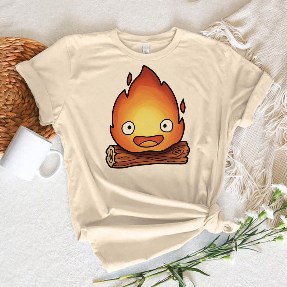 Calcifer Top Women Designer Summer Harajuku T Shirt Girl Japanese Manga Clothing