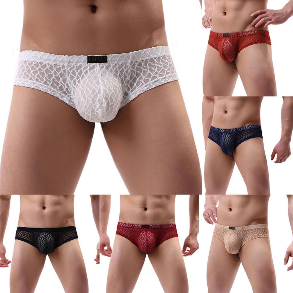 Men's Sexy Lace Underwear Shorts Underpants Soft Briefs Panties