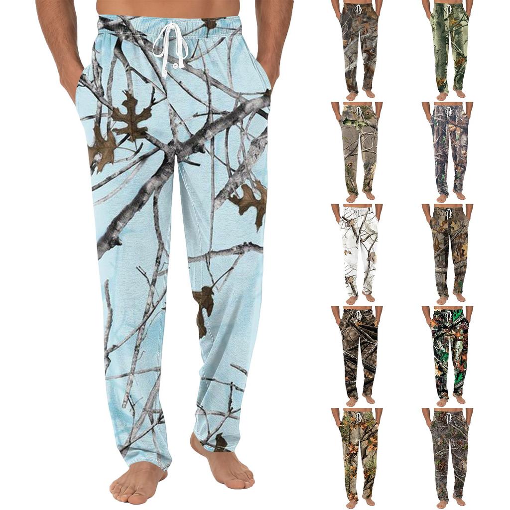 Pantaloni casual da uomo con coulisse, tasche e polsini, pantaloni da casa per dormire
