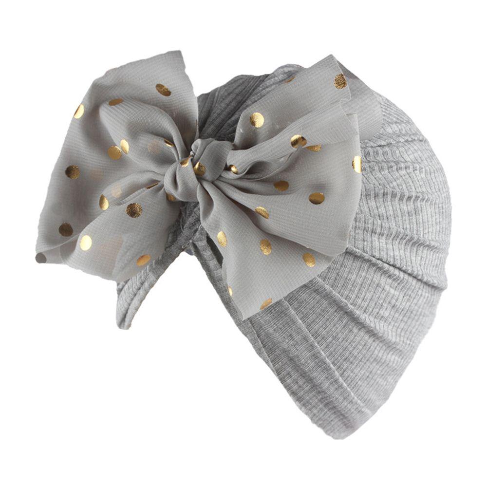 

Cute Headwear Cotton Head Wrap Infant Hospital Hat Baby Turban Hat Bowknot Beanies Gray