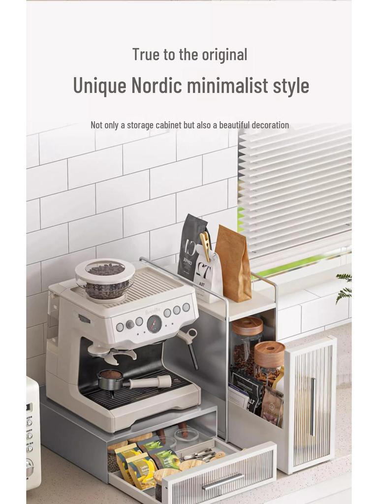 Coffee Capsule Display & Storage Stand with Drawer for Tea Bags and Machine Base