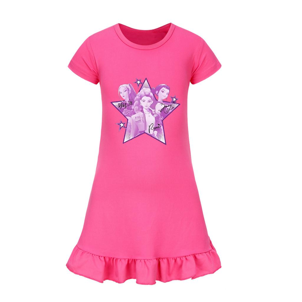 5168 Kids Girls Mira Zoey Rumi Printed Ruffle Short Sleeves Casual Dress