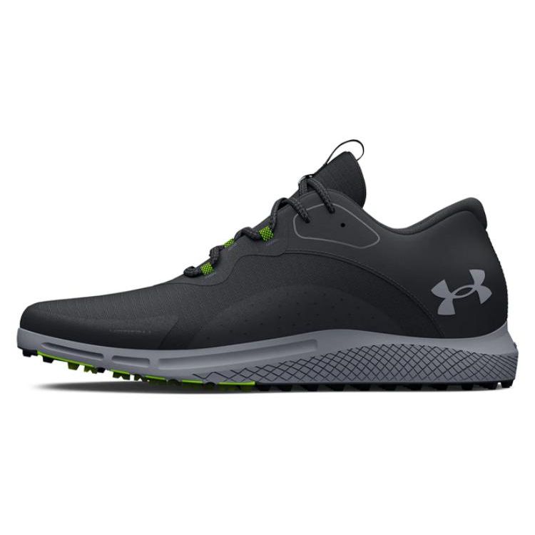 Under Armour Charged Draw 2 Spikeless Golf Black Steel Men Sneakers 3026399-001