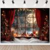 10x7ft Christmas Photo Backdrop Full Moon Night Background Red Curtain Studio