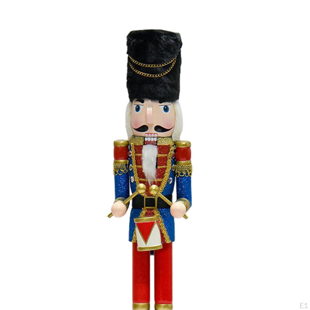 Wooden Nutcracker Ornament Christmas Decoration Tabletop Art Figurine Statue for Restaurant Home