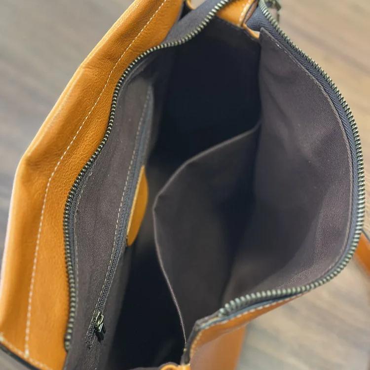 Johnature Genuine Leather Large Capacity Women's Bag Versatile Commuting Soft Cowhide Shoulder Crossbody Bag