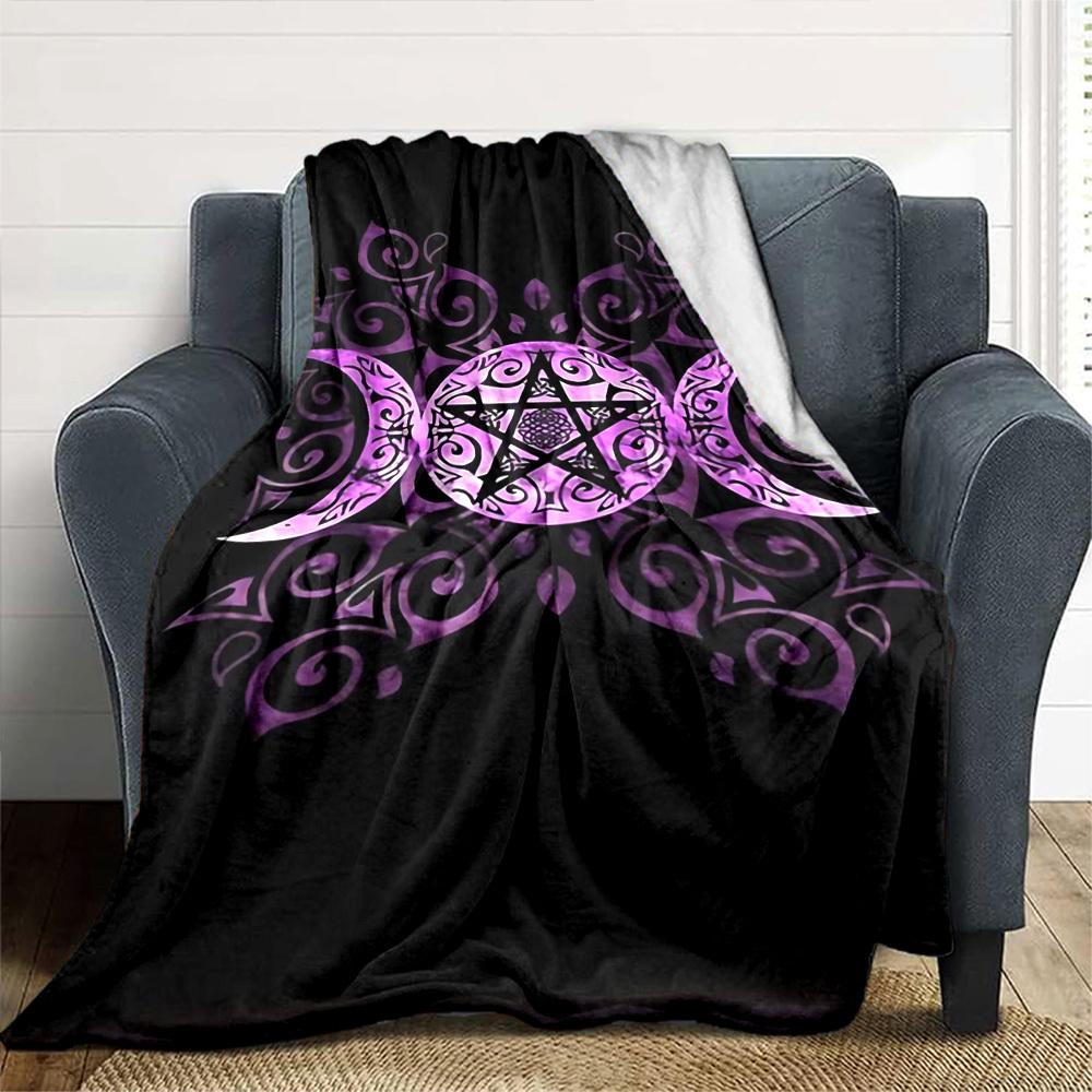 1pc Pentagram Moon Phases Soft Warm Throw Blanket Nap Blanket For Couch Sofa Office Bed Camping Travel,Comfortable