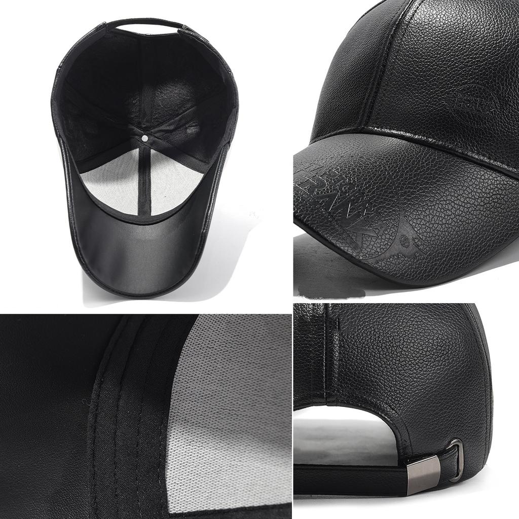 Northwood PU Leather Baseball Cap for Men Autumn Winter Outdoor Warm Baseball Hat Solid PU Faux Leather Trucker Hats