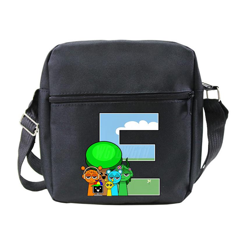 Fashion Children'S Shoulder Bag 26 Letters Personalized Printing Rhythm Box Black Messenger Bag Stationery Bag