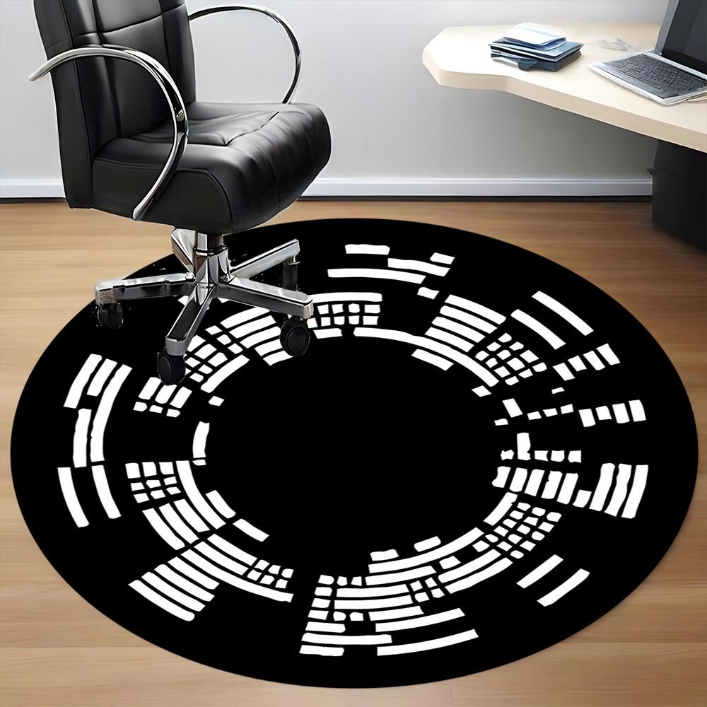 1pc Circle Pattern Office Round Area Rug, Indoor Mat Suitable For Office, Under Office Chairs Bedroom Living Room Home Decor, Room Deco