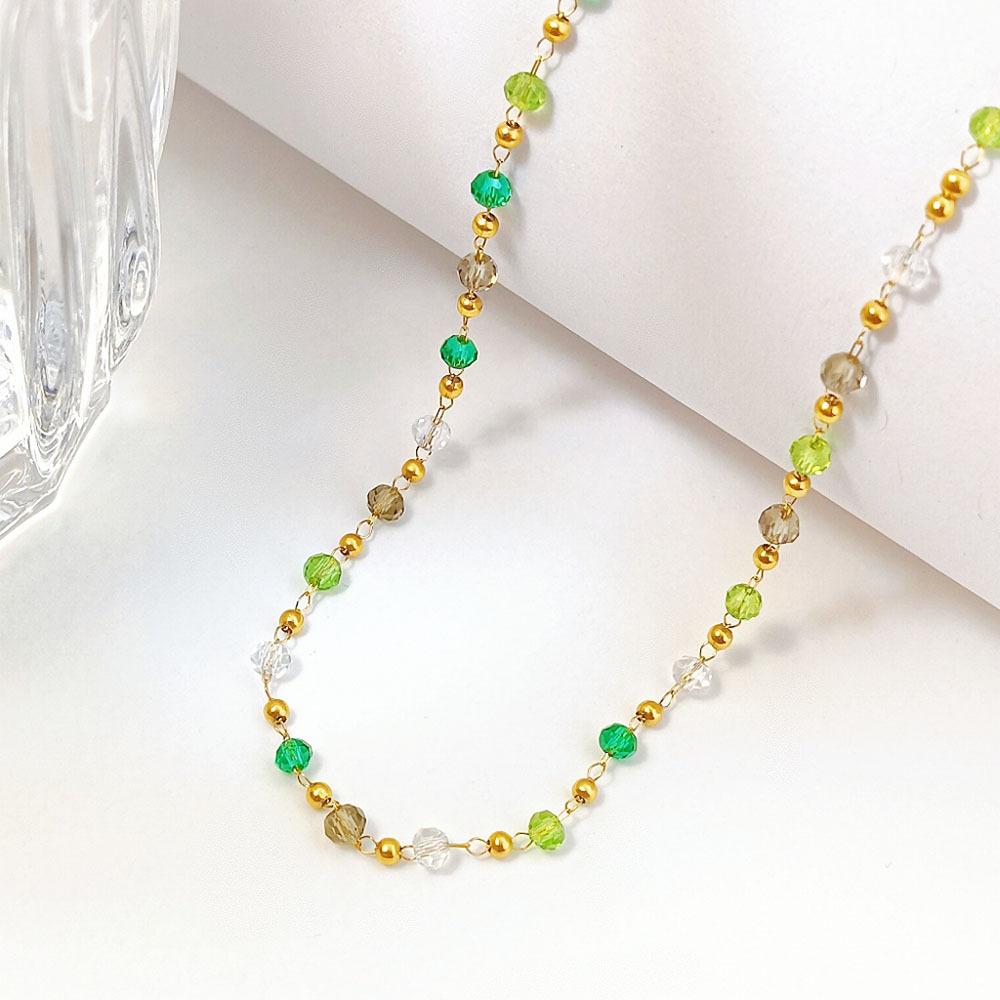 Fashion Personality Simple Crystal Necklace Popular Light Luxury Temperament Simple Titanium Steel Clavicle Chain Female Versatile