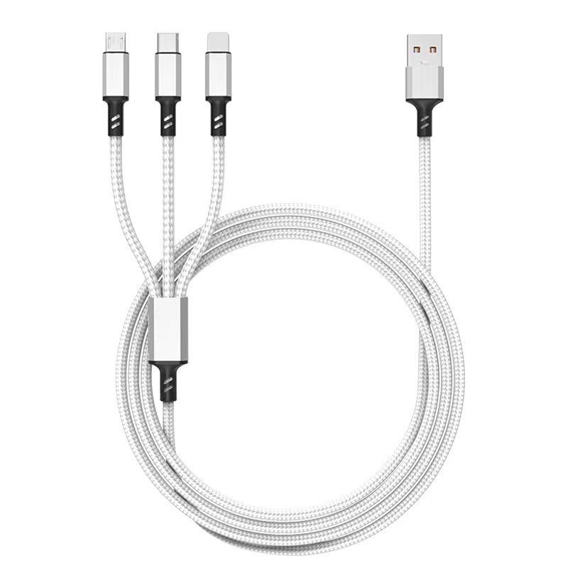 Universal 3-in-1 Fast Charging Cable: Compatible with Apple, Android, and Type-C Devices