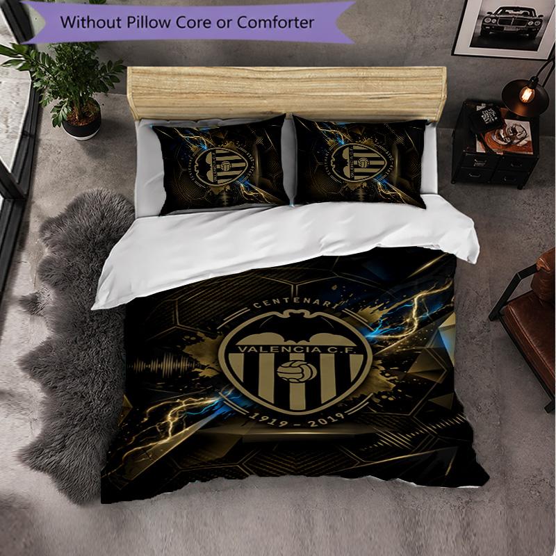 Valencia FC Themed Bedding 3Pcs Duvet Cover Set Decorative Bed Linen For Teen Room Home Decoration