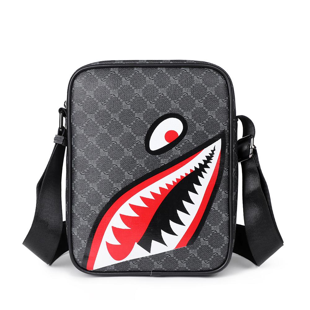 Męska casualowa torba na ramię z rekinem: Biznesowy plecak i torba crossbody o dużej pojemności na kampus