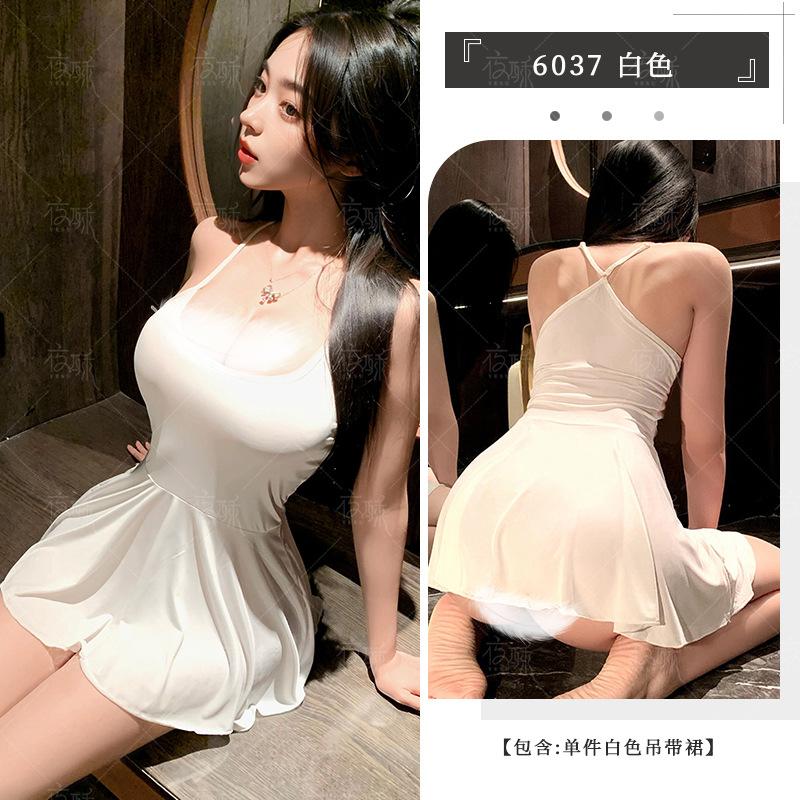 Sex Underwear Pajamas High Elastic Ice Silk Backless Sexy Hip Skirt Seduction Tights Suspender Dress