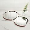 Stainless Steel Mirror Leather Tray Desktop Storage Container Jewelry Display Geometric Circular Storage Tray Cake Plate