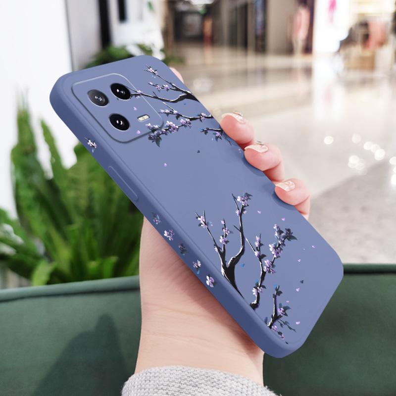 Purple Flower Rain Phone Case For Xiaomi 17 15 15T 14 14T 13 13T 12 12X 12T 12S Mi 11 11T 10 10T Pro Max Lite Liquid Silicone Co