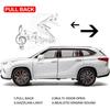 Model auta Toyota Highlander v měřítku 1/24, stahovací auto ze zinkové slitiny se zvukem a světlem pro děti, chlapec, dívka dárek