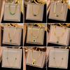 Stainless Steel Necklace with Green Zircon Pendant, Light Luxury Fashion Clavicle Chain
