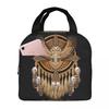 Native Mandala Owl American Insulated Lunch Bag for Women Office Cooler Thermal Food Box Tote Portable Lunch Boxes Container