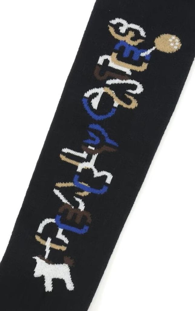 PEARLY GATES Women's High Socks (PG Chain Logo Pattern) / Golf Socks / 053-4286008 011_Black FR