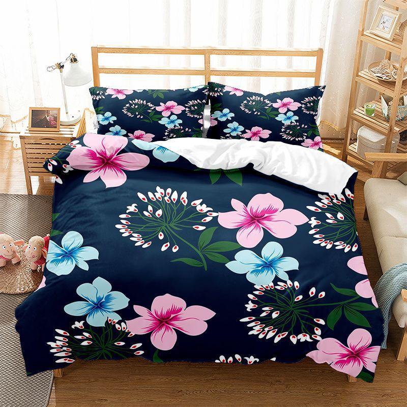 Comforter Floral Bedding Set Botanical Flower Queen Soft Boho Rose Flowers Leaves Print Comforter For Teens Adults Decor