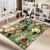 1PC Birds Flowers Non-Slip Floor Carpet Compatible for Office&Living Room&Dining room - Flat-Weave Machine- Soft & Pattern-E300