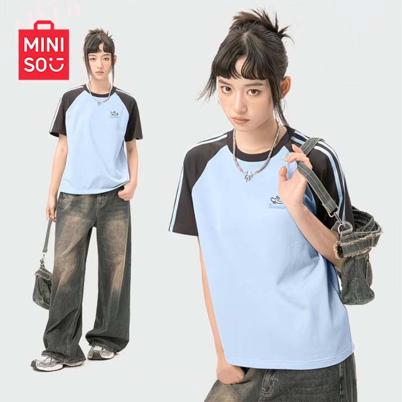 

MINISO Women s Colorblock Raglan Sleeve T-shirt M