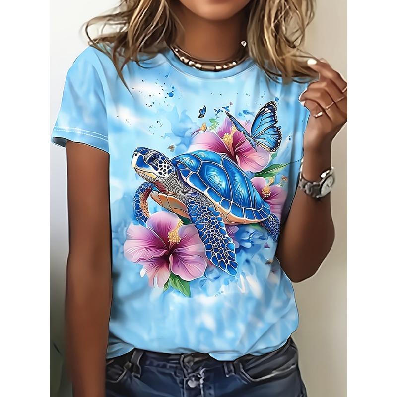 Summer Cool Watermelon Print Women's Short-sleeved Top Beach Vacation Casual Women's Fashionable T-shirt Urban Street Daily Top