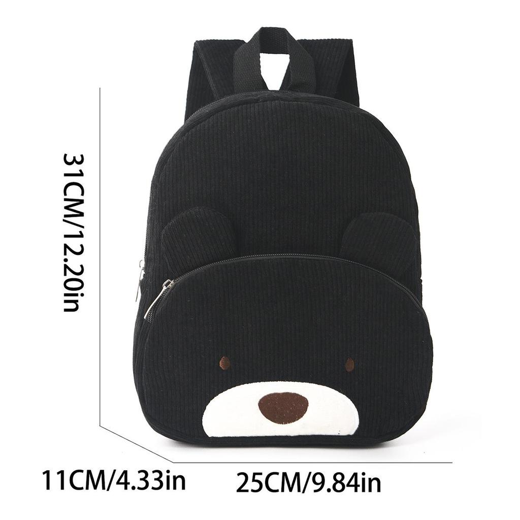 Cute Cartoon Corduroy Backpack - Large Capacity Plush Bear School Bag for Students