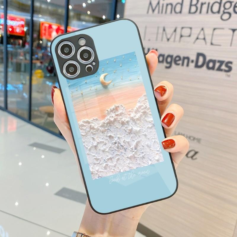 Husă de Telefon Pictură Artă 3D Pentru IPhone 14 13 12 11 Pro Max X XR XS 8 7 Plus Husă Colorată din Sticlă Lichidă