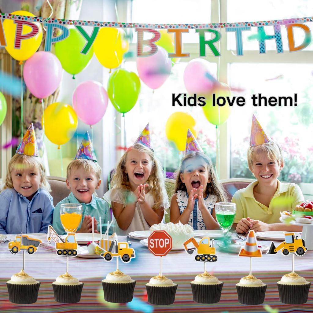 Baustellen Cupcake Topper Picks Kipper Bagger Traktor Kuchen Topper für Kinder Geburtstag Babyparty Party Dekorationen