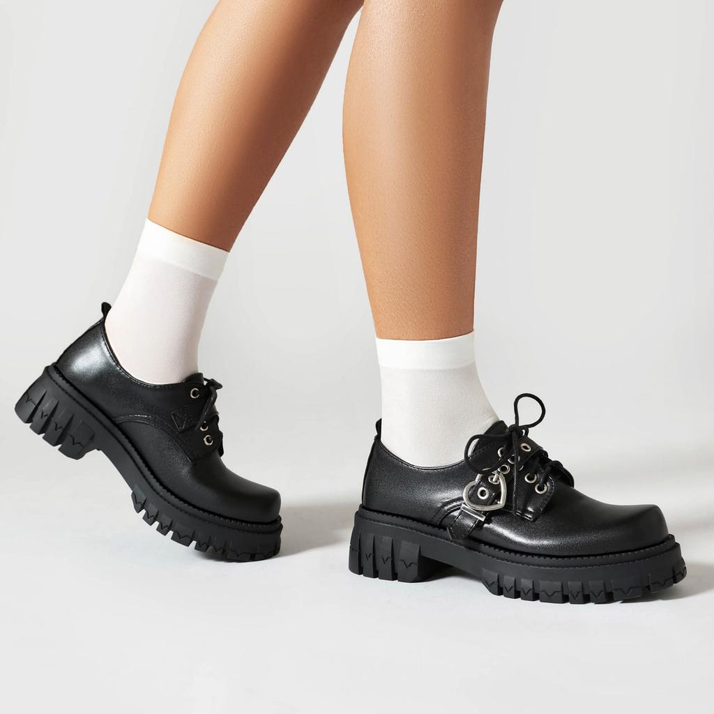 Spring New Platform Small Leather Shoes New British Style One-word Buckle Mary Jane Muffin and Jk Uniform Shoes Women
