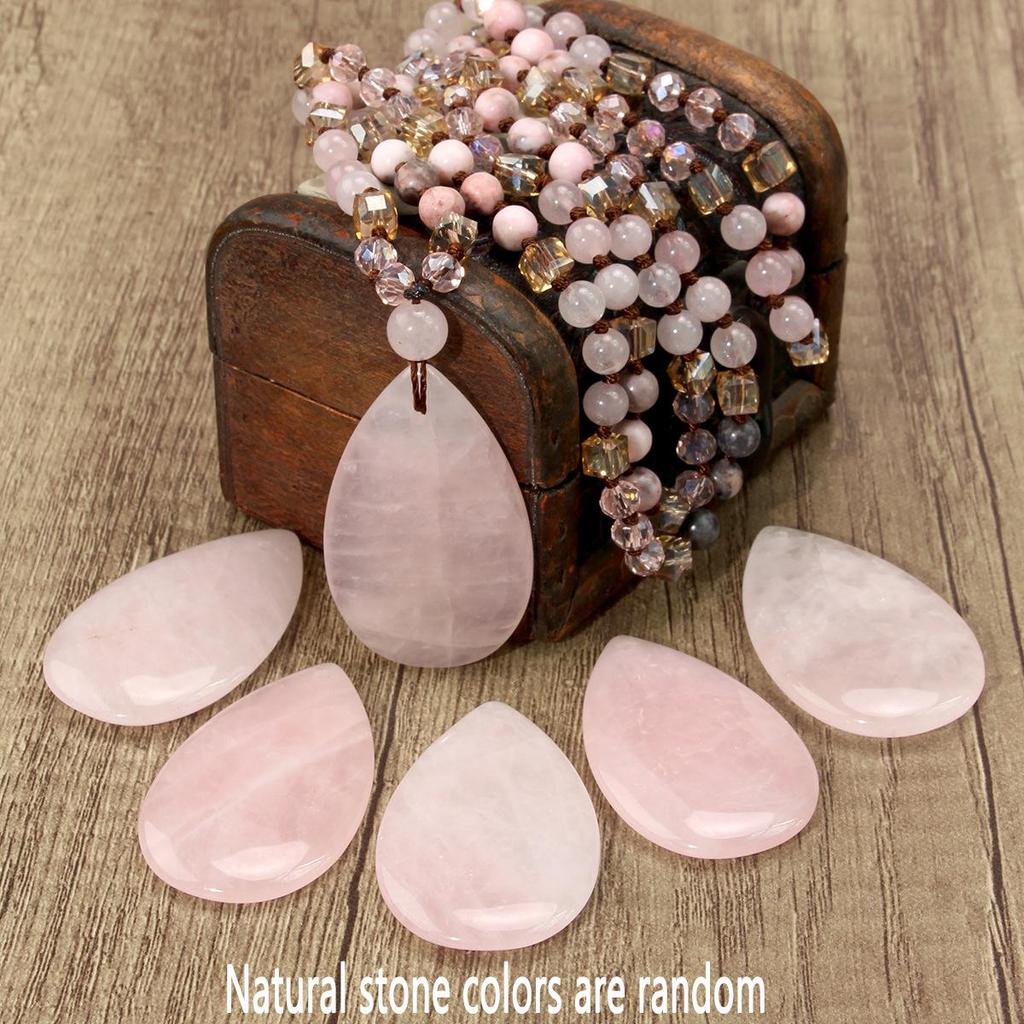 Elegante Collana a Goccia in Cristallo Rosa Annodata a Mano per Donna – Stile Lungo con Sensazione di Alta Gamma