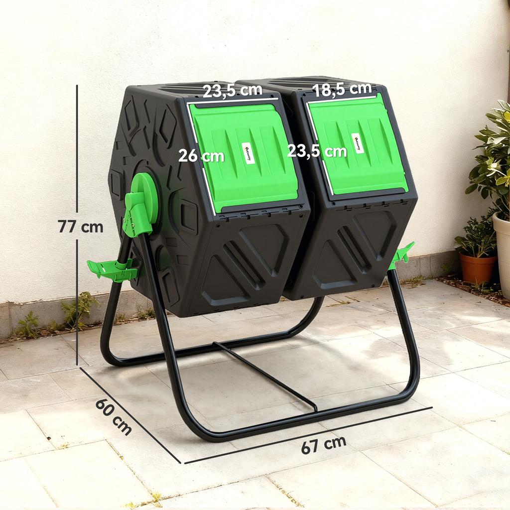 130L Double Chamber Composter - Black