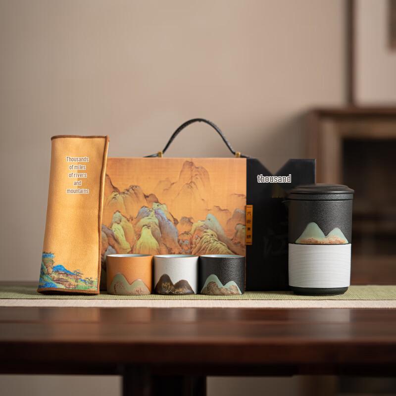 

Thousand-mile Rivers and Mountains Ceramic Hand-painted Tea Set Gift Box