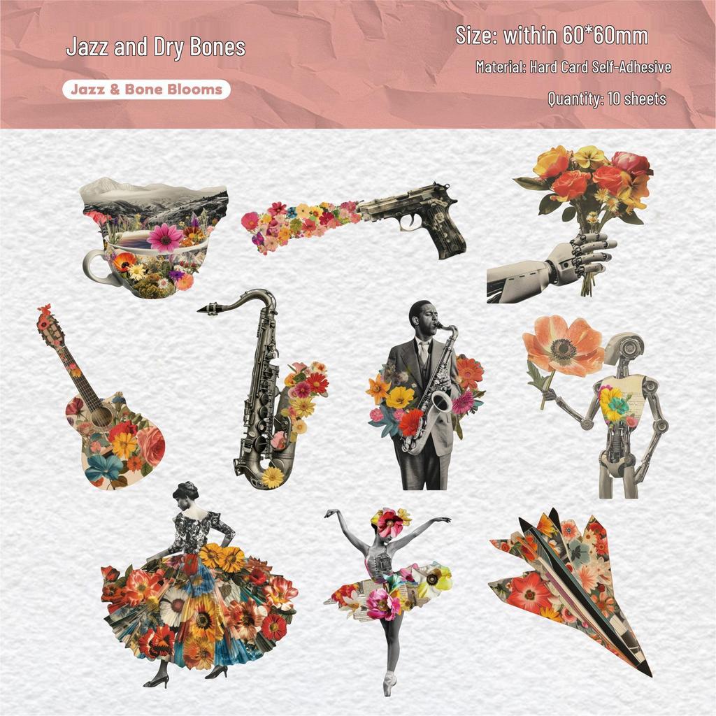 Retro Dream Collage Stickers: Poetry Series for DIY Journal Decoration - 6 Styles