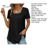 Summer Casual T-shirt Square Collar Short Sleeve Pleated Tee Shirt Solid Color Loose Fit A-Line Home Date Office Tops