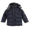 ARMANI JUNIOR Back Print Long Sleeve Hood Down Jacket 39.4" Navy System Kid's Used