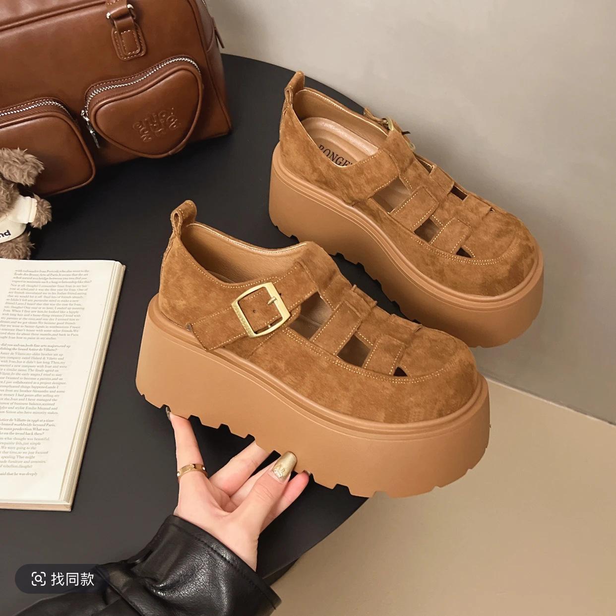 

Жіночі осінні нові весняні Birkenstock на платформі для збільшення зросту, зручні, модні, універсальні, сумка, головка, сандалі 39 коричневий