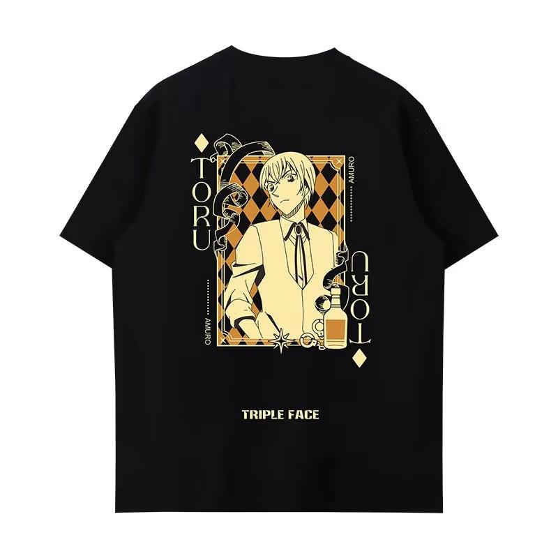 Detective Conan brand Unisexs and Womens cotton Tshirts 2026 summer Cartoon pattern Loose casual shortsleeved top