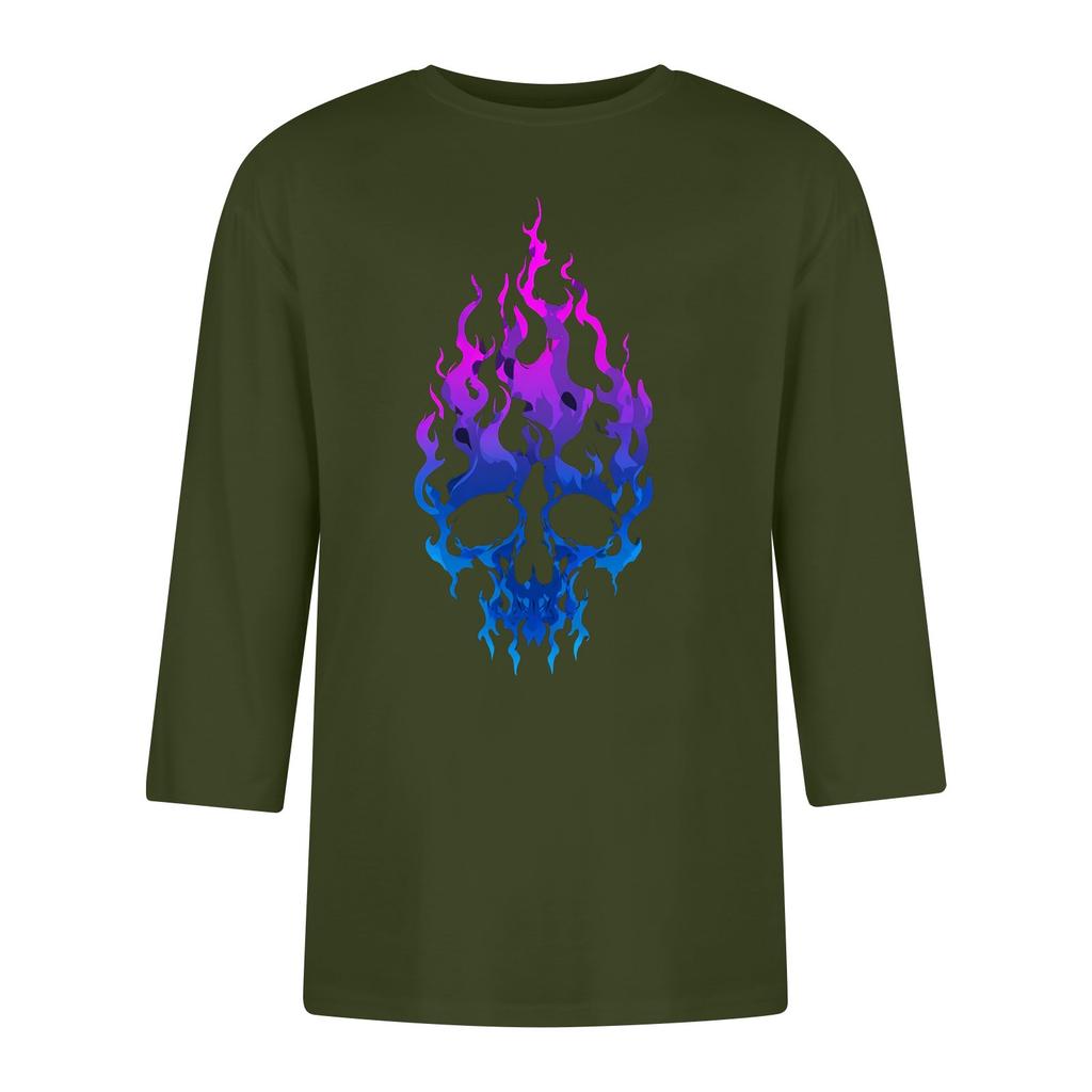 Men'S Round Neck Three-Quarters Sleeve Top Casual Fashion T-Shirt