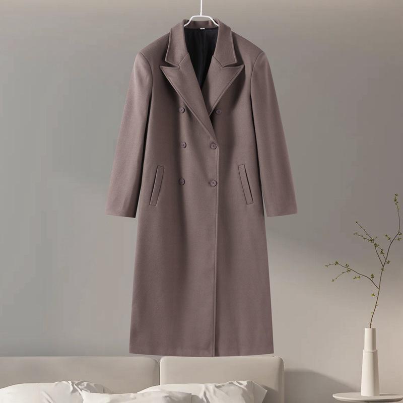 Women's Wool Coat - 2024 Autumn/Winter Collection, Commuter Style with Suit Collar